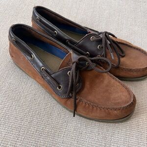SPERRY TOP-SIDER LEEWARD TWO-TONE BROWN 2-EYE BOAT SHOES MENS 9